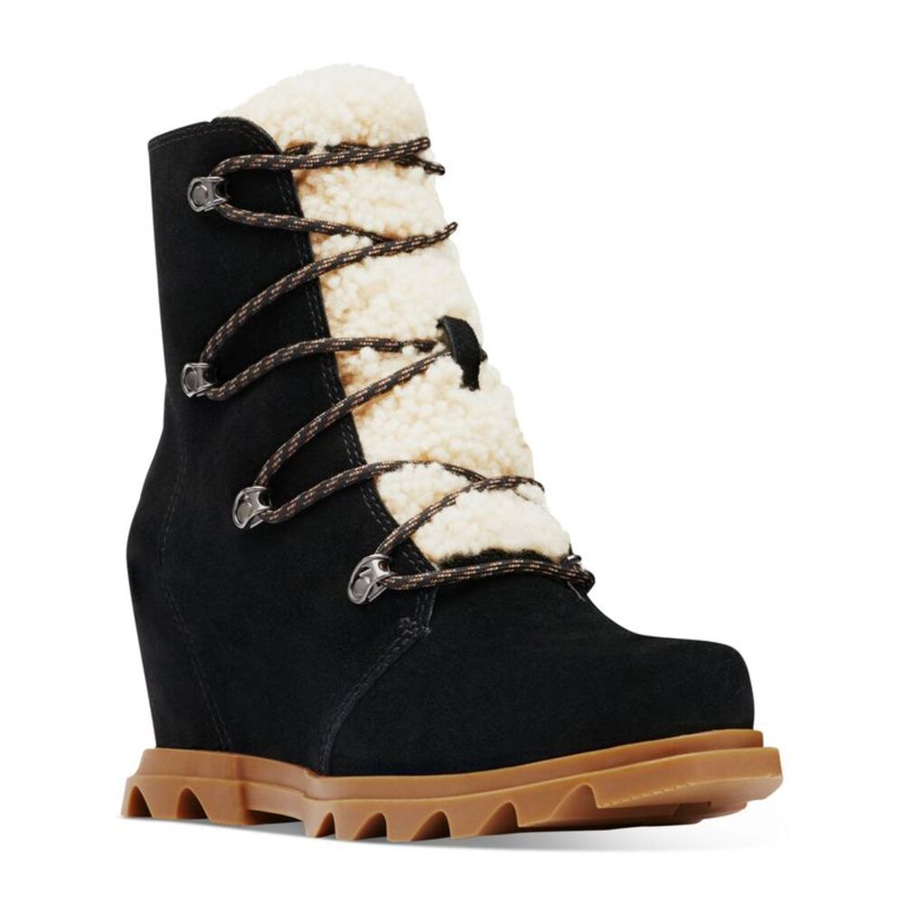 SOREL Womens Black Shearling Tongue Padded Round Toe Lace-Up Leather Booties 10